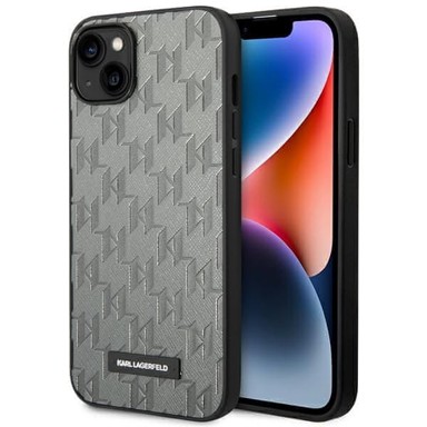 KARL LAGERFELD Zaštitna futrola Saffiano Mono Metal Logo, za iPhone 14 Plus 6,7", siva
